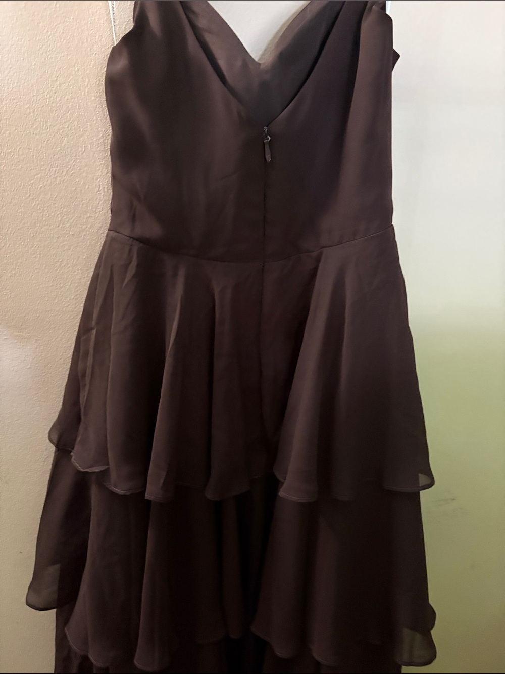 Babaroni Elegant Brown Tiered Spaghetti-Strap bridesmaid Dress - Picture 4 of 5